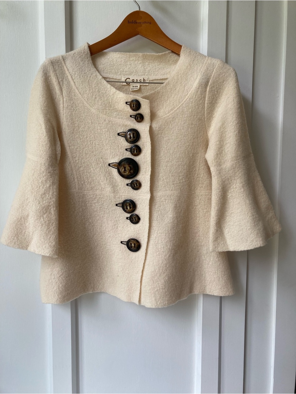 Anthropologie | Casch Cream Button-Front Wool Jacket